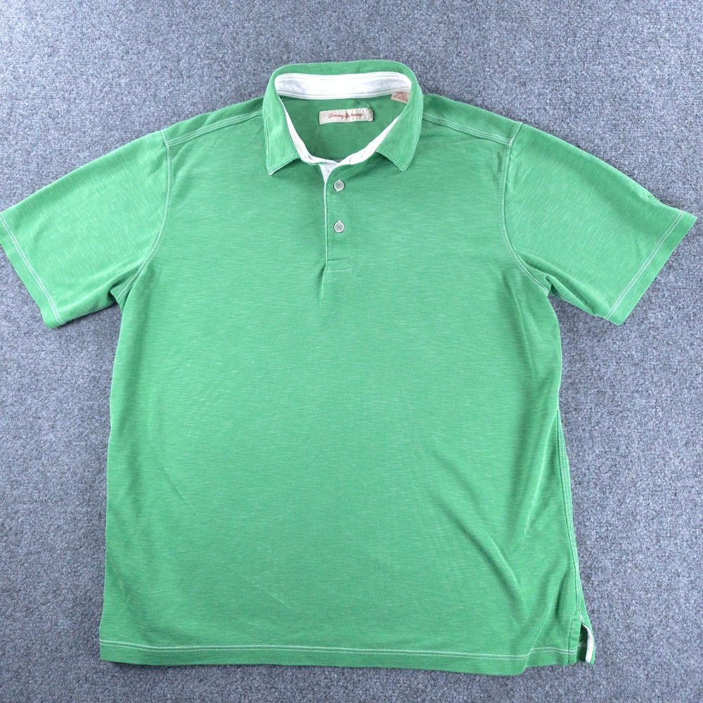 Tommy Bahama Mens Large Green Modal Blend Short Sleeve Polo Shirt TB214081R